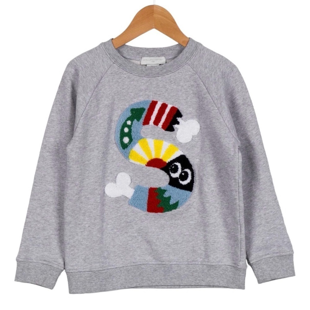 Stella McCartney s patchwork gray sweatshirt kids size 6 years crewneck